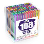 Lineon Gel Pens 108 Colours Gel Pen Set for Adult Colouring Books Art Markers