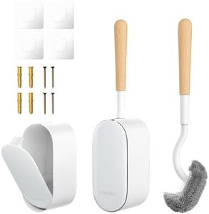 OSCIOSS Bamboo Toilet Brush Set, 2 Pack with Ergonomic Design, Compact Size, Durable Bristles, Wooden Holder for Bathroom Cleaning