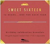 Lucky Feather Sweet 16 Gifts for Girls; 16th Birthday Bracelet Gift Idea for 16 Year Old Girls with 14K Gold Dipped Beads on Adjustable Cord