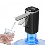 Foyucool 2-5 Gallon Water Dispenser, Electric Foldable Water Bottle Pump, Touchable Screen, 3 Level Water Dispensing, Type-C Rechargeable, Portable Automatic Water Pump for Home Office Camping, Black