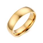 Epinki Engagement Rings Stainless Steel for Women, 6MM Gold Plain Band Polished Wedding Rings and Engagement Rings Size Z