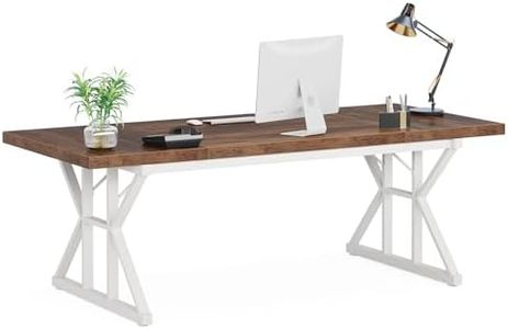 LITTLE TREE 70.8-Inch Large Executive Desk, Modern Computer Office Desk, Wooden Writing Desk Study Table for Home Office