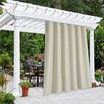 NICETOWN Outdoor Blind for Patio Waterproof, Rustproof Grommet Room Darkening Light Blocking Privacy Protect Weighted Outdoor Curtain for Pavilion / Room Divider, 1 Panel, W84 x L84, Beige