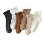 Hstyle 6 Pairs of Ruffle Socks Women, Ruffle Turn-Cuff Casual Cute Girl Ruffle Socks Breathable Cool Ruffle Ankle Socks, Mix Color2, 5-9