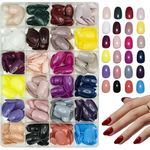 YUISI 576 Pcs Press on Nails Sets, 24 Colors Short Fake Nails Kit, Oval DIY Artificial Nails, Reusable Nail Tips for Girls