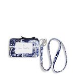 Vera Bradley Women's Cotton Zip Id Case and Lanyard Combo, Island Tile Blue - Recycled Cotton, One Size