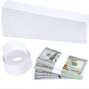 PONNOR Money Bands 550 Pack Blank Natural Kraft White Cash Bands Self Adhesive Currency Straps for Bill Wrappers Cash Organizer