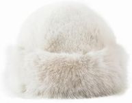 Lopsity Women's Faux Fur Winter Bucket Hat Fluffy Warm Hat for Men Fuzzy Bucket Hat Winter Wrap Hat (AU, Alpha, Large, Beige)