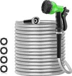 SPECILITE 75ft 304 Stainless Steel Garden Hose Metal, Heavy Duty Water Hoses with Nozzles for Yard, Outdoor - Flexible, Never Kink & Tangle, Puncture Resistant