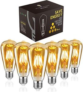 LED Edison Bulb,Woowtt Vintage Light Bulbs,6W E27 LED Bulb,Dimmable Led Filament Bulb,Antique Style Retro Amber Glass Screw Lamp,ST64,2700K,600LM,6W (60W Equivalent)-6 Pack
