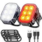 Bike Light Set, 6 LED Bike Light Front and Back Rear, Ultra Bright IP65 Waterproof Mountain Road Commuting Cycling Safety, USB-C Rechargeable Headlight and Taillight Set for Men Women Kids (4/6 Modes)