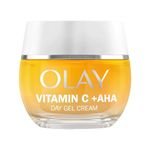 Olay Vitamin C Face Moisturiser Day Gel Cream with AHA, Skincare with Niacinamide 99% Purity and Vitamin E Brightening Skin Care: Anti-Dark Spot Action, Evens, Hydrates Non-Greasy, Non-Sticky 50ml