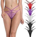 5 Pieces Panties Seamless No Show Stretchy Sexy G String Thongs Women Underwears Size XLarge