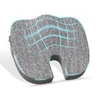 CareFoam Memory Foam Coccyx Seat Cushion for Tailbone Pain | 2 Years Warranty | Sciatica, Back Pain Relief - Orthopedic Chair Cushions | 18 x 14 x 3 Inch | Black Melange