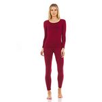 Thermajane Long Johns Thermal Underwear for Women Scoop Neck Fleece Lined Base Layer Pajama Set Cold Weather (Red, 3X-Large)