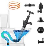 ZZSTAR Toilet Plunger, Toilet Clog Remover, High Pressure Air Drain Blaster with Real-Time Barometer, Stainless Steel Toilet Unclogger Toilet Snake for Toilet/Bathroom/Floor Drain/Clogged Pipe(Black)