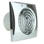 100mm Timer Environment friendly Chrome Quiet Powerful Bathroom Extractor Fan 4 inch Shower Wall or Ceiling Mounted Ventilation Moist Control for 100 mm Ducting Toilet Wall Exhaust Fan