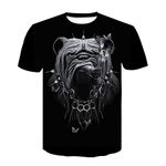 Men's Short Sleeve, Treer 3D Black Cool Print Summer T Shirts Sports Crew Neck Soft Breathable Casual Slim Short Sleeve Beach Surfing Tops Blouse S-6XL (Black Grey Dog,6XL)