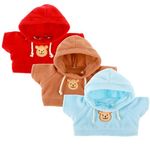 PEOVLVN 3 Pcs Build a Bear Clothes, Stuffed Animal Clothes Doll Clothes Bear Hoodie Sweater Cute Tiny Clothes Fit Most 12-16 Inch Bears Make Your Own Plush Doll Outfits Accessories (red, blue, brown)