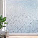 Beautysaid Window Film Privacy for Glass Windows, Frosted Window Film with Triangular Pattern, Anti-UV Static Cling without Glue for Home Bathroom Bedroom Office, 44.5 * 200 cm