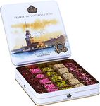 Cerez Pazari Turkish Delight Assorted Gourmet Candy Dessert Gift Box for Christmas, Easter, Mothers Day, Birthday Fantastic Rose, Pomegranate, Strawberry Flavor Experience with Nuts 25 Pcs- 500g