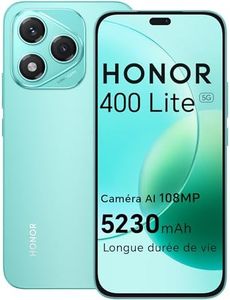 HONOR 400 Lite 5G Smartphone,8GB RAM 256GB Memoria Dual SIM NFC, 5230 mAh,108MP avec Bouton AI Téléphone Android 15, 6.7 Pouce AMOLED Eye-Care Display, IP64&SGS, Mars Green