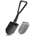 REDCAMP Military Folding Camping Shovel，High Carbon Steel Entrenching Tool Tri-fold Handle Shovel with Cover,Black