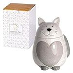 SPOTTED DOG GIFT COMPANY Cookie Jar, Ceramic Cat Biscuit Barrel, Food Storage Jar, Cute Novelty Kitchen Canister with Lid, Cat Themed Kitchen Accessories Gifts for Cat Lovers (1.3L, White)