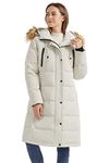 Orolay Women's Insulated Down Coat Winter Quilted Comfort Jacket Medium Puffer Coat with Faux Fur Hood Pelican XS