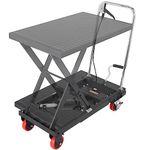 VEVOR Hydraulic Lift Table Cart, 500lbs Capacity 28.5" Lifting Height, Manual Single Scissor Lift Table with 4 Wheels and Non-Slip Pad, Hydraulic Scissor Cart for Material Handling, Black