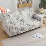 HOKIPO Polyester Quilted Printed Waterproof Sofa Cover Mat For 2 Seater Sofa With Pockets On Armrest Cover - Dandelion Anchor Grey (AR-5227-P6)