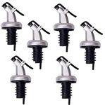 Winkelen Oil Dispenser Cap only for Glass Bottle, Stainless Steel Free Flow Bottle Liquor Wine Oil Pourer for Bar, Restaurants, Kitchen (Pack of 6) (Silver & Black)