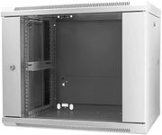 Intellinet Network Cabinet, Wall Mount (Standard), 9U, 600 mm Deep, Grey, Assembled, Max 60 kg, Metal & Glass Door, Back Panel, Removeable Sides, Suitable Also for use on a Desk or Floor, 19 Inch