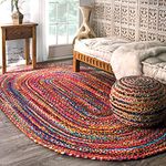 nuLOOM Tammara Bohemian Hand Braided Area Rug, 91 cm x 152 cm Oval, Multi