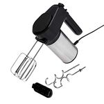 Amazon Basics 6 Speed Electric Hand Mixer with Dough Hooks, Beaters and Turbo Button, 6 litres, Black and Stainless Steel