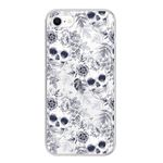 Blingy's for iPhone SE Case (3rd Gen) 2022/iPhone SE Case (2nd Gen)/iPhone SE Case, Retro Floral Skull Pattern Vintage Art Style Transparent Soft TPU Protective Clear Case (White Floral Skulls)