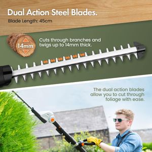 VonHaus Cordless Pole Hedge Trimmer – Lightweight, Extendable