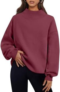 Trendy Queen Womens Oversized Sweatshirts Turtleneck Pullover Long Sleeve Hoodies Tops Fall Fashion Outfits 2026 Clothes Wine XL