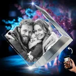 3D innovation Diamond Crystal Photo, Christmas Custom Glass Picture for Her, Him, Mom, Dad, Birthday, Memorial, Anniversary, Christmas Gift for Family, 3D Laser Etched Detail Couple Keepsake