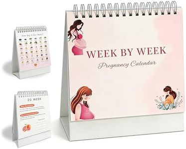 Weekly Pregnancy Calendar pregnancy diary Unique Pregnancy Gifts for Expecting Moms - Baby Growth Tracker Flip Desk Calendar with Fruit Size Illustrations & Development Facts