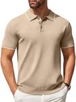 COOFANDY Men's Knit Polo Shirt Short Sleeve Vintage Golf Shirt Lightweight Classic Fit Shirts