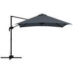 Outsunny 10x10ft Cantilever Umbrella with 4 Adjustable Angle and Rotation, Square Top Market Parasol with Aluminum Pole and Ribs for Backyard Patio Outdoor Area, Dark Grey