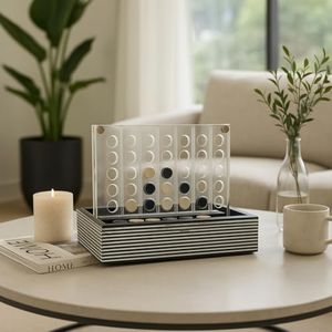 Modern Decorative Game Striped Box Design Iron MDF Resin Contemporary Style Home Office Decor Accent - 8" Black