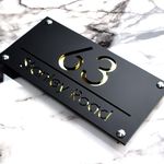 K SMART SIGN | LUXE H3 F31 | House Numbers Plaques House Numbers Door Signs House Number For Wall Name Plaques For Outside 3D Laser Cut acrylic Mirrored Marble (Matt Black & Gold Mirror)