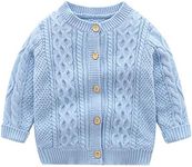 famuka Baby Boy Cardigan Sweaters Crew Neck Knit Coat (Blue, 12-18 Months)