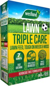 Westland Triple Care Lawn Feed, Weed & Moss Control – 80m² Box