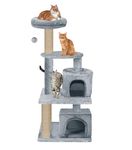 Purrway Condo Activity Kitten Cat Tree - Top Perch | Fur Fabric | Scratching Posts | Jute Rope | for Small Cats and Kittens (Height 50 Inch) (Grey - FURR-56)