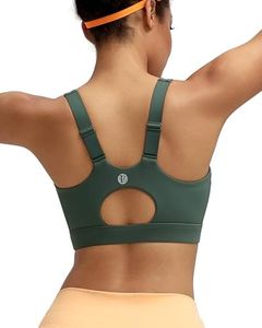 RUNNING GIRL Sports Bras for Women High Support, Adjustable Straps High Impact Molded Cup Sports Bra with Sewn in Pads(WX3115Dark Green,S)