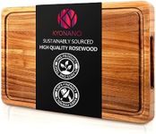 KYONANO Rosewood Chopping Board, Large Wood Cutting Board for Kitchen, 38 x 25 x 2.5 CM Chopping Carving Board with Juice Groove Handle Hanging Hole, Butcher Block for Meat and Vegetables