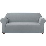 subrtex Jacquard Stretch Sofa Cover Polyester Fabric Slipcovers for Couch, Armchair, Recliner (4 Seaters, Light Grey)